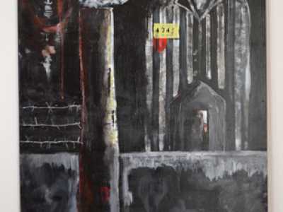 Shoah per non dimenticare, acrilico e ferro su tavola
